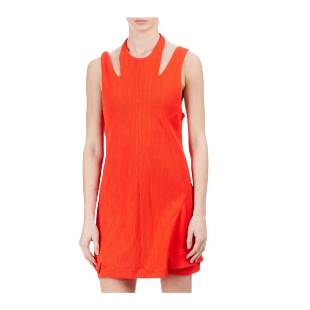 Opening Ceremony Red Nylon Ribbed Mini Dress Size 4 Cutout Back